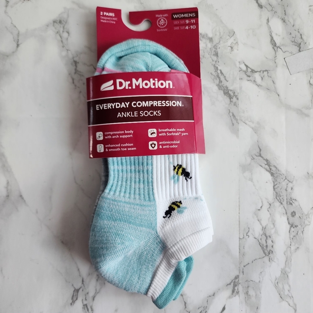Dr. Motion Ankle Socks 2 Pairs Compression Socks Size Socks 9–11 Shoe 4-10